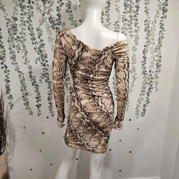 RONNY KOBO MAGDALA DRESS Animal Print Bodycon Long Sleeve Mini Dress Sz M